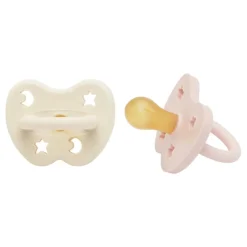 Hevea Speentje 0-3 Maanden Rond Duo Powder Pink / Milky White